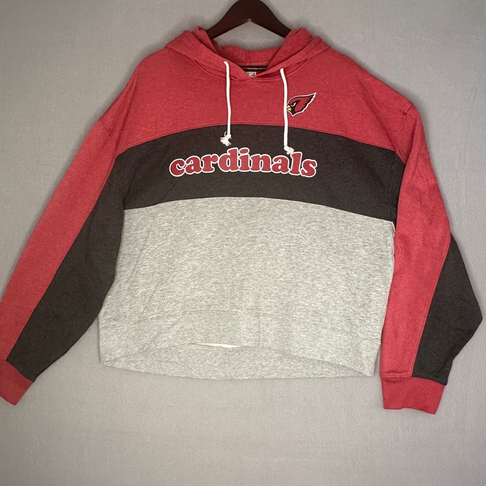 NFL Team Apparel Arizona Cardinals Womens 2XL Colorblock Hoodie Red Gray Fleece